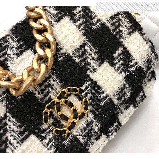 Chanel 19 Houndstooth Tweed Flap Bag and Coin Purse Black/White 2019 (YD-9120905)