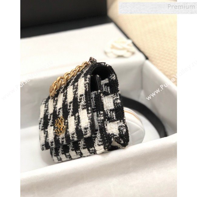 Chanel 19 Houndstooth Tweed Flap Bag and Coin Purse Black/White 2019 (YD-9120905)