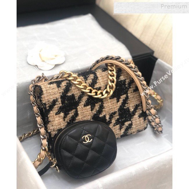 Chanel 19 Houndstooth Tweed Flap Bag and Coin Purse Black/Beige 2019 (YD-9120906)