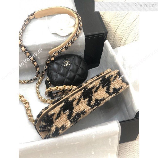 Chanel 19 Houndstooth Tweed Flap Bag and Coin Purse Black/Beige 2019 (YD-9120906)