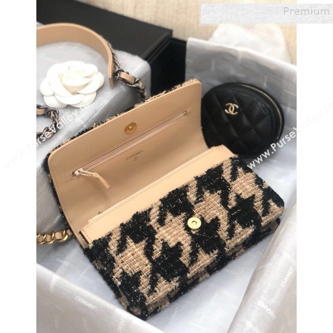 Chanel 19 Houndstooth Tweed Flap Bag and Coin Purse Black/Beige 2019 (YD-9120906)