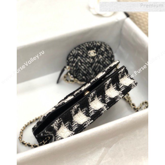 Chanel 19 Houndstooth Tweed Wallet on Chain WOC and Coin Purse Black/White 2019 (YD-9120907)