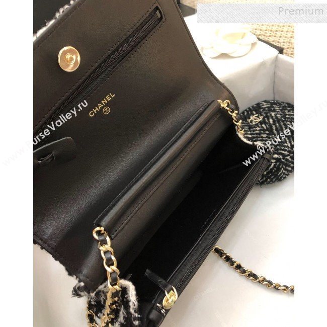 Chanel 19 Houndstooth Tweed Wallet on Chain WOC and Coin Purse Black/White 2019 (YD-9120907)