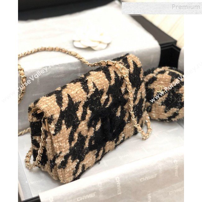 Chanel 19 Houndstooth Tweed Wallet on Chain WOC and Coin Purse Black/Beige 2019 (YD-9120908)