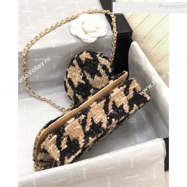 Chanel 19 Houndstooth Tweed Wallet on Chain WOC and Coin Purse Black/Beige 2019 (YD-9120908)