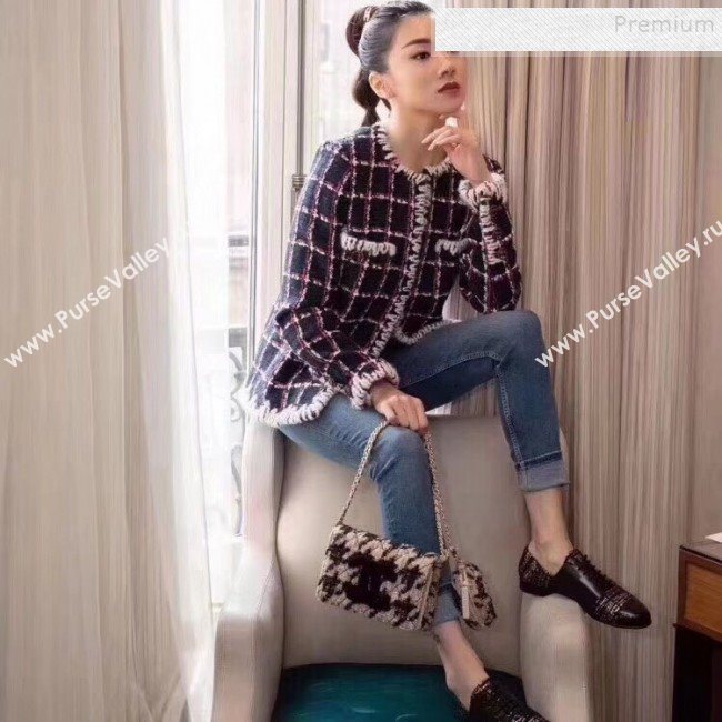Chanel 19 Houndstooth Tweed Wallet on Chain WOC and Coin Purse Black/White 2019 (YD-9120907)