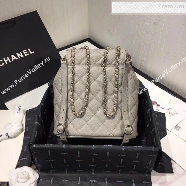 Chanel Grained Calfskin Backpack AS1371 Gray 2020 (KAIS-9120913)