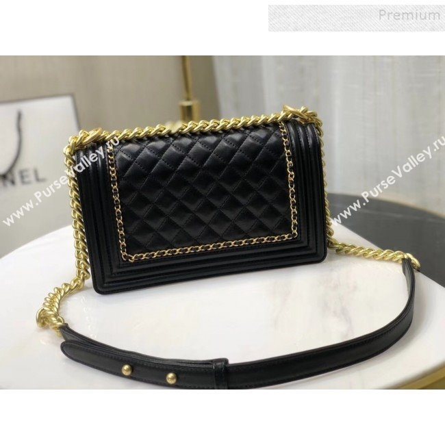 Chanel Quilted Calfskin Chain Medium Boy Flap Bag A67086 Black 2019 (KAIS-9120917)