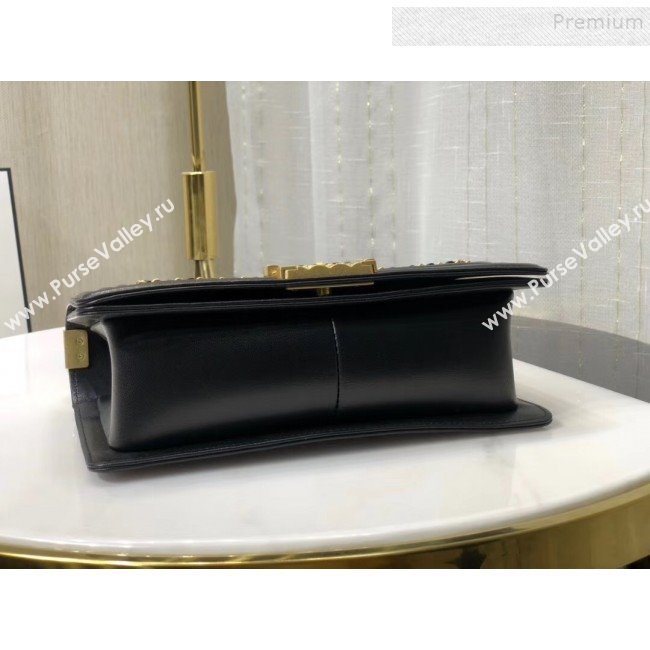 Chanel Quilted Calfskin Chain Medium Boy Flap Bag A67086 Black 2019 (KAIS-9120917)