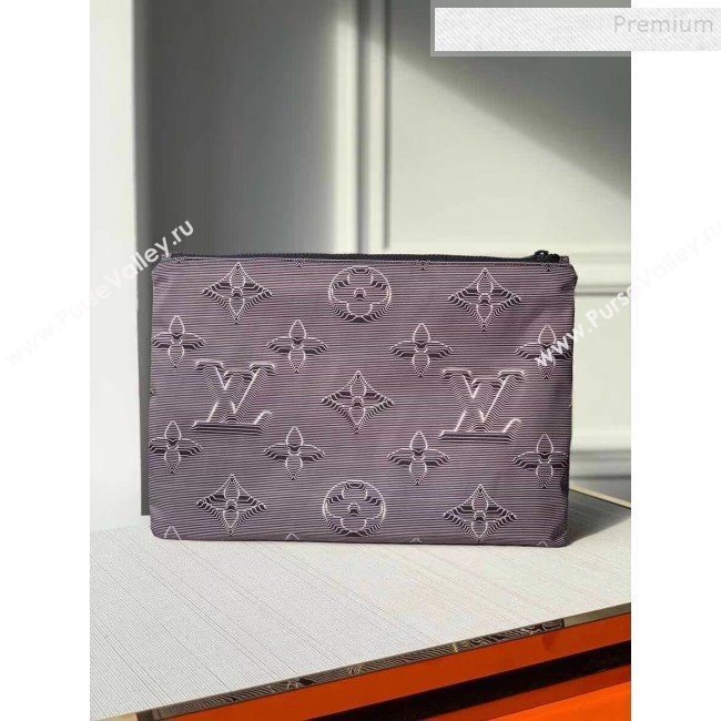 Louis Vuitton Mens Monogram Reversible Pouch M68777 Grey/Black/Rainbow 2019 (KIKI-9121001)