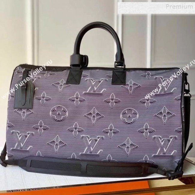 Louis Vuitton Mens Monogram Reversible Keepall Bandoulière 50 Travel Bag M44939 Grey/Black/Rainbow 2019 (KIKI-9121002)