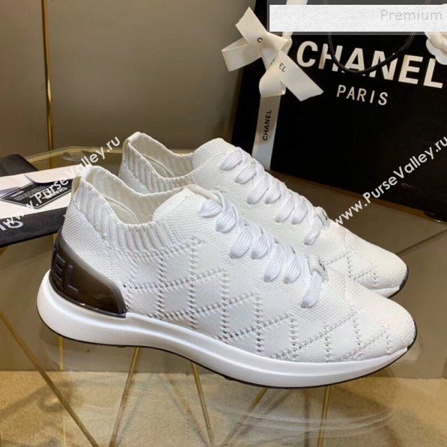 Chanel Quilted Knit Fabric Sneakers G35549 White 2020 (MD-9121222)