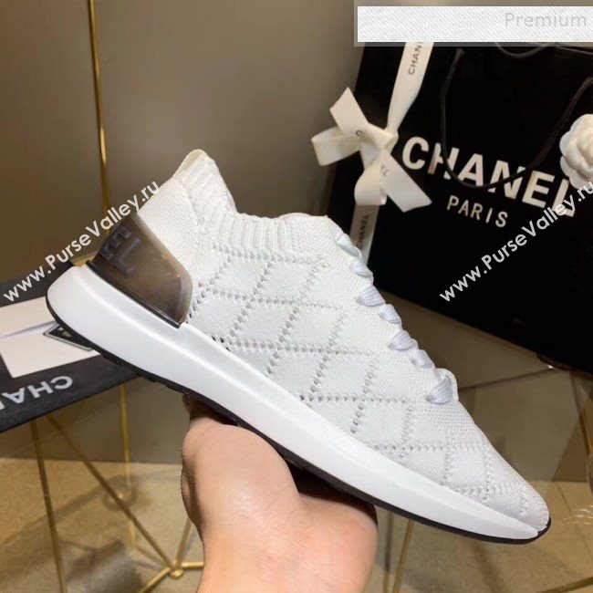 Chanel Quilted Knit Fabric Sneakers G35549 White 2020 (MD-9121222)