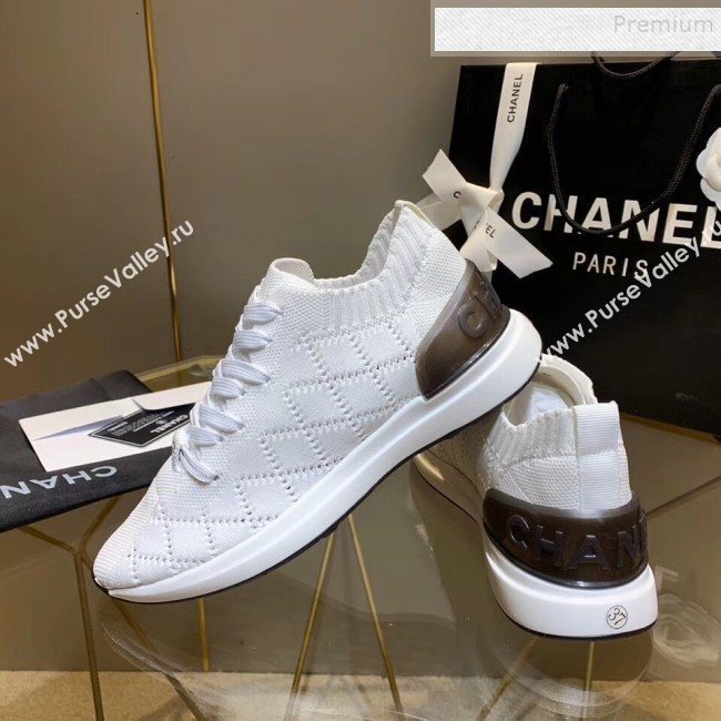 Chanel Quilted Knit Fabric Sneakers G35549 White 2020 (MD-9121222)