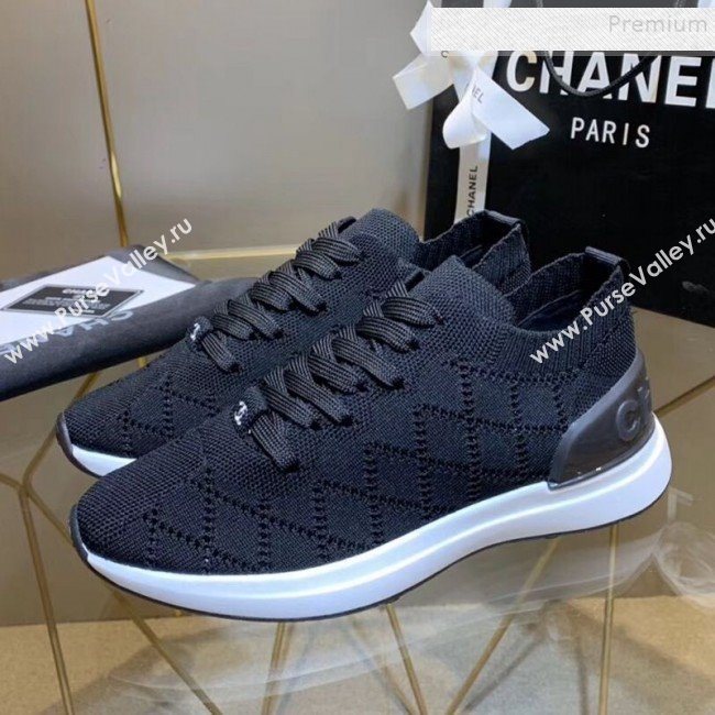 Chanel Quilted Knit Fabric Sneakers G35549 Black 2020 (MD-9121223)