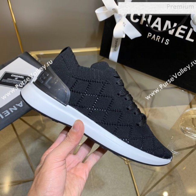 Chanel Quilted Knit Fabric Sneakers G35549 Black 2020 (MD-9121223)
