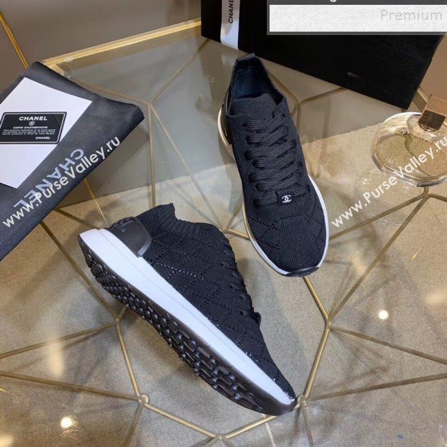 Chanel Quilted Knit Fabric Sneakers G35549 Black 2020 (MD-9121223)