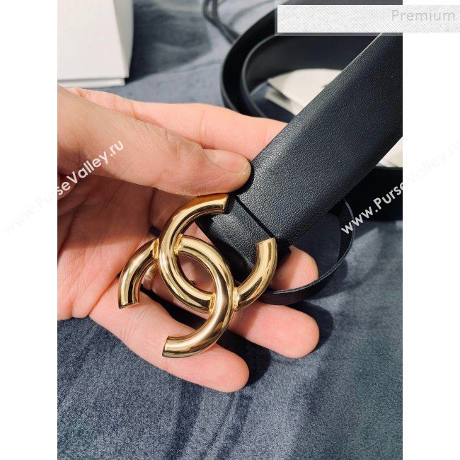 Chanel Reversible Calfskin Belt 30mm with CC Buckle Black/Gold (99-9121241)