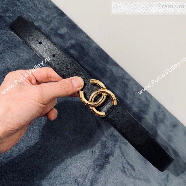 Chanel Reversible Calfskin Belt 30mm with CC Buckle Black/Gold (99-9121241)