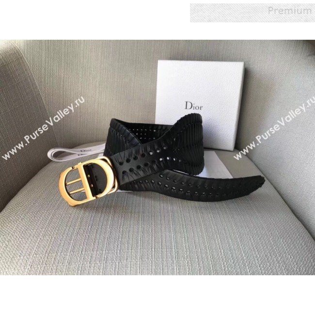 Dior Perforated Calfskin Corset Belt with CD Buckle Black 2019 (SJ-9121243)