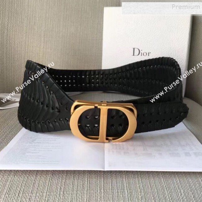 Dior Perforated Calfskin Corset Belt with CD Buckle Black 2019 (SJ-9121243)