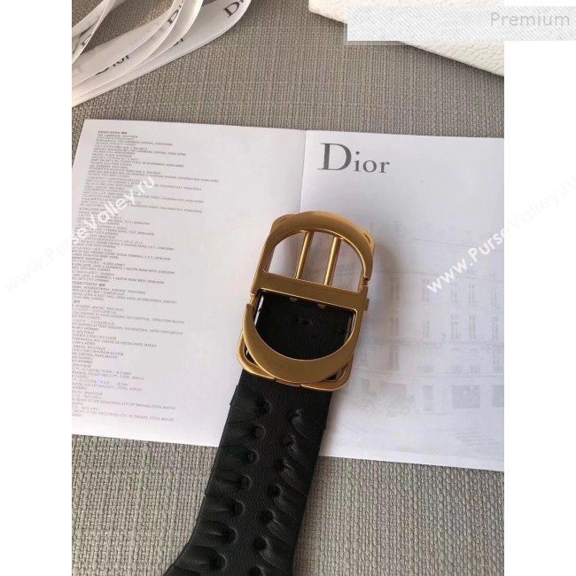 Dior Perforated Calfskin Corset Belt with CD Buckle Black 2019 (SJ-9121243)