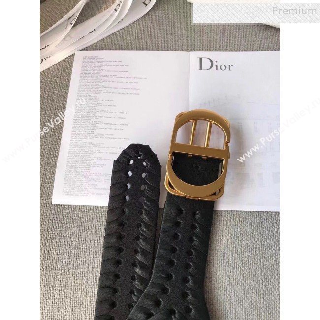 Dior Perforated Calfskin Corset Belt with CD Buckle Black 2019 (SJ-9121243)