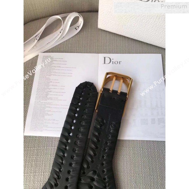 Dior Perforated Calfskin Corset Belt with CD Buckle Black 2019 (SJ-9121243)