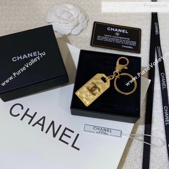 Chanel Metal Tag Bag Charm and Key Holder Gold 2019 (YF-9121248)