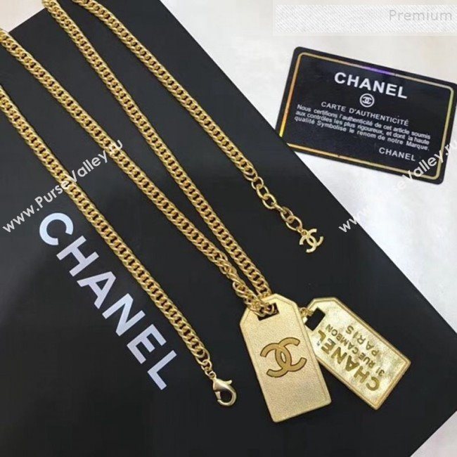 Chanel Metal Tags Pendants Long Necklace AB3098 Gold 2019 (YF-9121249)