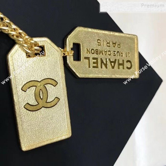 Chanel Metal Tags Pendants Long Necklace AB3098 Gold 2019 (YF-9121249)