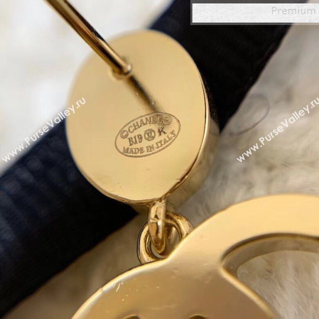 Chanel Stone CC Pendant Short Earrings Blue 2019 (YF-9121256)