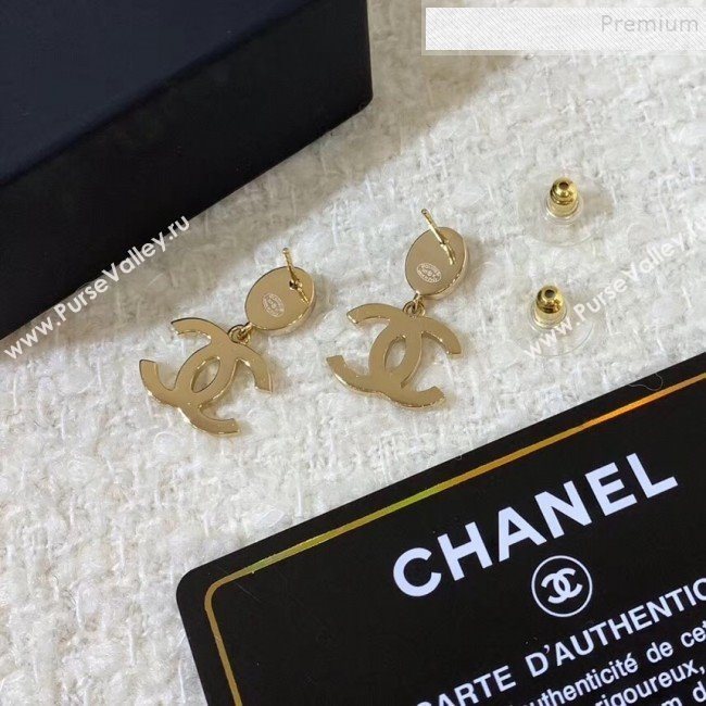 Chanel Stone CC Pendant Short Earrings Red 2019 (YF-9121257)