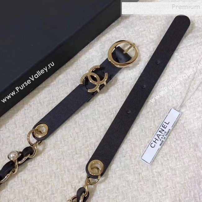 Chanel Pearl Leather Chain Belt AA0594 Black 2019 (YF-9121259)