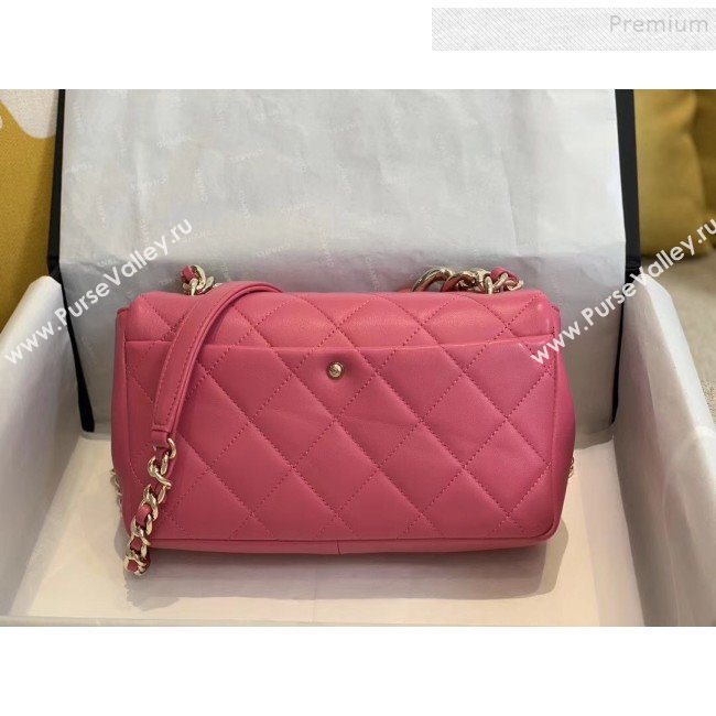 Chanel Quilted Lambskin Medium Flap Bag with Resin Chain AS1353 Pink 2019 (SMJD-9121301)