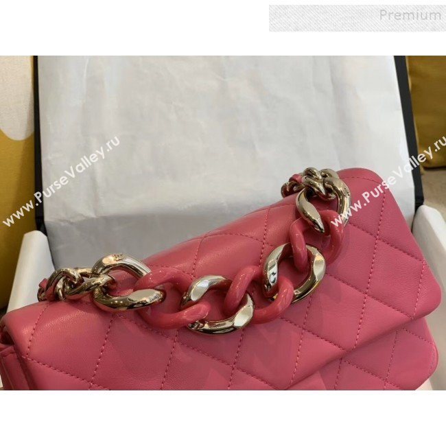 Chanel Quilted Lambskin Medium Flap Bag with Resin Chain AS1353 Pink 2019 (SMJD-9121301)