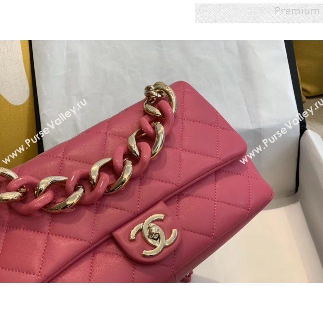 Chanel Quilted Lambskin Large Flap Bag with Resin Chain AS1354 Pink 2019 (SMJD-9121306)