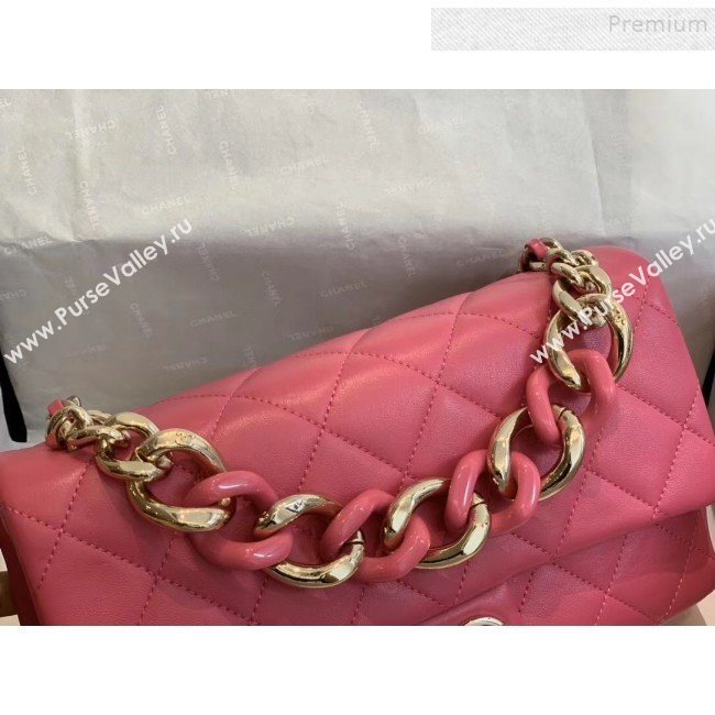 Chanel Quilted Lambskin Large Flap Bag with Resin Chain AS1354 Pink 2019 (SMJD-9121306)