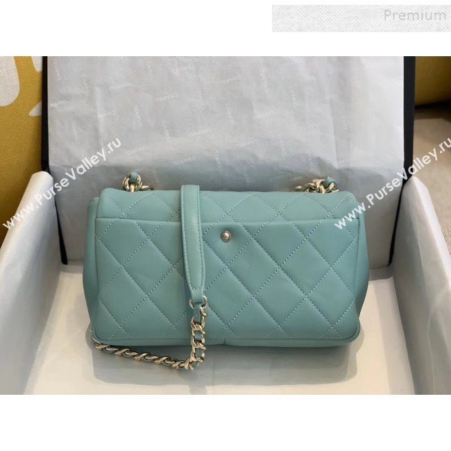 Chanel Quilted Lambskin Medium Flap Bag with Resin Chain AS1353 Light Blue 2019 (SMJD-9121302)