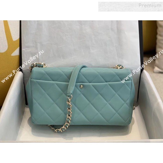 Chanel Quilted Lambskin Large Flap Bag with Resin Chain AS1354 Light Blue 2019 (SMJD-9121307)