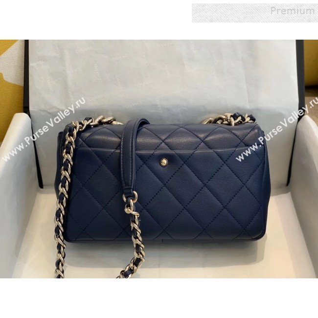 Chanel Quilted Lambskin Medium Flap Bag with Resin Chain AS1353 Navy Blue 2019 (SMJD-9121303)