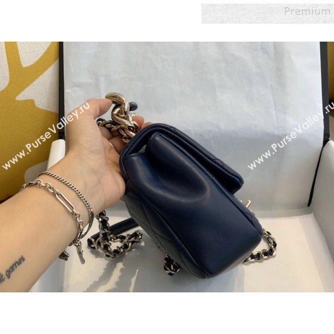 Chanel Quilted Lambskin Medium Flap Bag with Resin Chain AS1353 Navy Blue 2019 (SMJD-9121303)