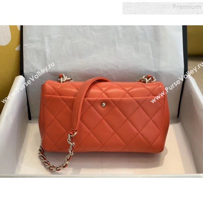 Chanel Quilted Lambskin Medium Flap Bag with Resin Chain AS1353 Orange 2019 (SMJD-9121304)