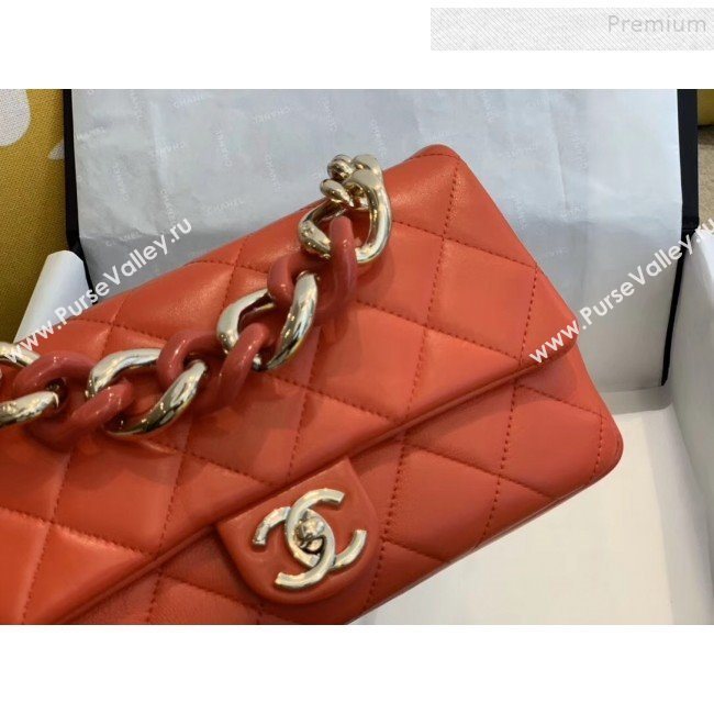 Chanel Quilted Lambskin Medium Flap Bag with Resin Chain AS1353 Orange 2019 (SMJD-9121304)