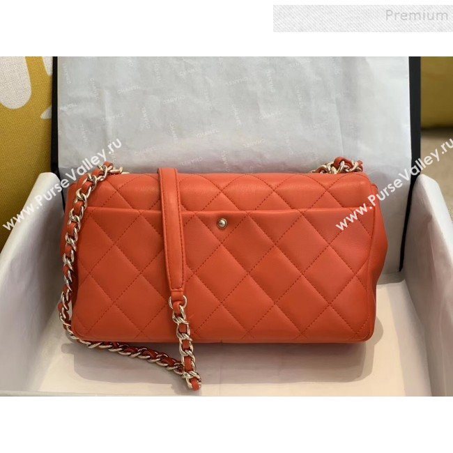 Chanel Quilted Lambskin Large Flap Bag with Resin Chain AS1354 Orange 2019 (SMJD-9121309)