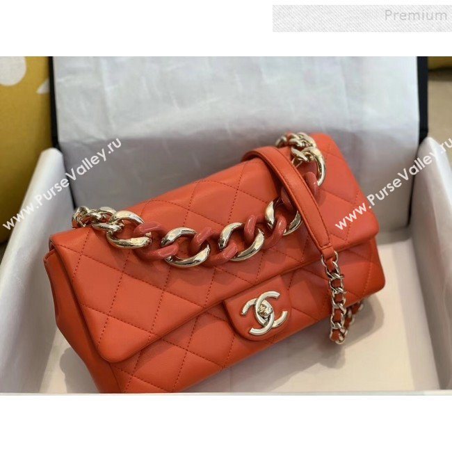 Chanel Quilted Lambskin Large Flap Bag with Resin Chain AS1354 Orange 2019 (SMJD-9121309)