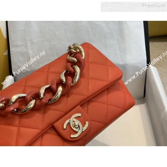 Chanel Quilted Lambskin Large Flap Bag with Resin Chain AS1354 Orange 2019 (SMJD-9121309)