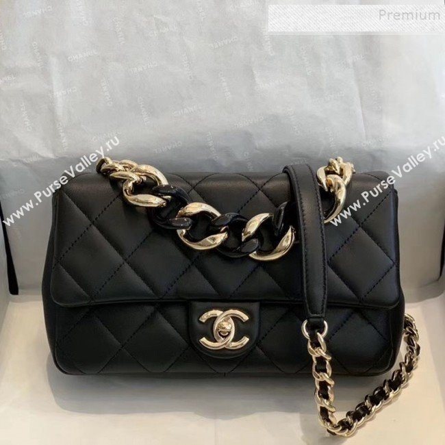 Chanel Quilted Lambskin Medium Flap Bag with Resin Chain AS1353 Black 2019 (SMJD-9121305)