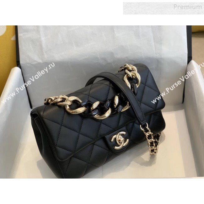 Chanel Quilted Lambskin Medium Flap Bag with Resin Chain AS1353 Black 2019 (SMJD-9121305)