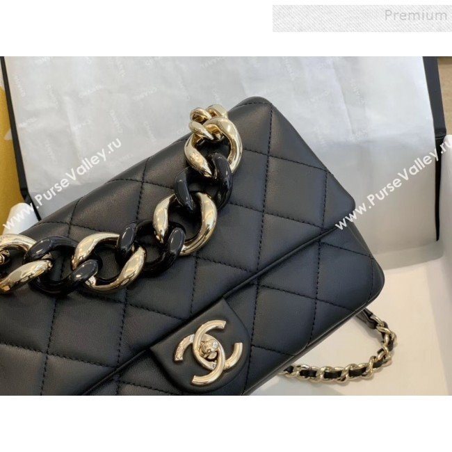 Chanel Quilted Lambskin Medium Flap Bag with Resin Chain AS1353 Black 2019 (SMJD-9121305)